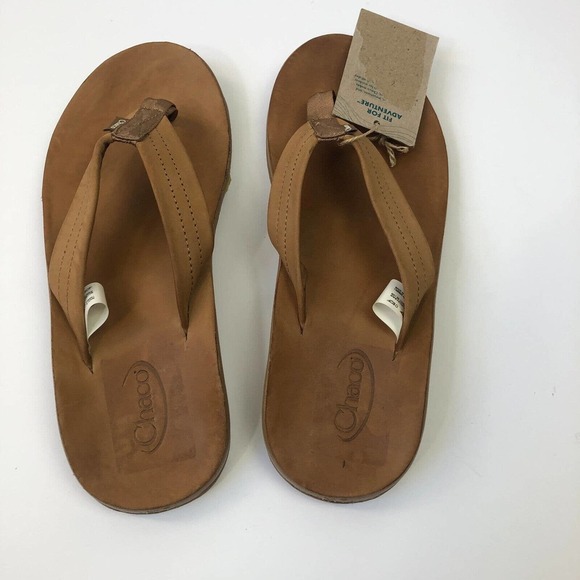 Chaco Classic Leather Flip Flop Thong Men's Size 7 Podiatrist Approved Tan - Picture 6 of 12